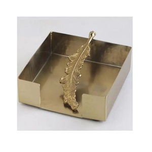 Porte-mouchoirs en marbre et aluminium en acier inoxydable Design différent Ensemble de deux supports de rangement pour serviettes - Product Image 4