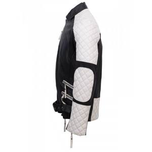 แจ็กเก็ตหนังผู้ชายแบบพรีเมี่ยม, หนังวัวแท้สไตล์นักขี่จักรยานดีไซน์สลิมฟิตพร้อมซิปปิดและซับใน - Product Image 3