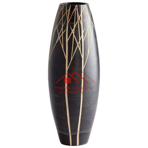 Vase décoratif de luxe attrayant pour la décoration de la maison, effet de glaçure à teinture réactive, fonte d'aluminium - Product Image 5