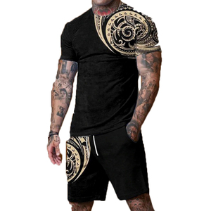 Ensembles de deux pièces de haute qualité Survêtement OEM personnalisé avec impression par sublimation T-shirt et short écologiques Caractéristiques de grande taille - Product Image 3