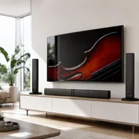 Set Speaker Soundbar 2.0 Saluran, Kabel & Nirkabel, Mode Ganda, Audio Panjang untuk TV, Komputer, Rumah