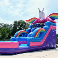 Tobogán Acuático Inflable de PVC Comercial con Doble Línea y Piscina para Adultos y Niños, Portátil, para Alquiler en Exteriores y Uso Escolar