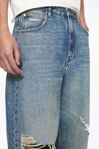 Cheap Street Wear <b>Stack</b> Denim Pants Cotton Baggy Stacked Jeans Men Long Straight Pants Washed Wide Leg Trousers for Man - Product Image 3