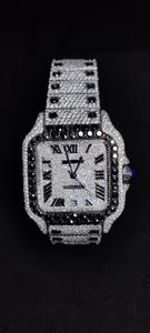 Montre de luxe mécanique carrée moderne en acier inoxydable noir avec moissanite et diamants VVS - Élégance vintage et mode hip-hop - Product Image 2