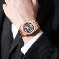 Montre-Bracelet de Luxe en Acier Inoxydable Personnalisée, Analogique Lumineuse, Étanche, Squelette à Quartz pour Hommes, Montres en Gros