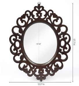 Decoración de espejo de pared de madera con acabado de nogal para sala de estar, dormitorio, pasillo, oficina, de proveedor indio - Product Image 4