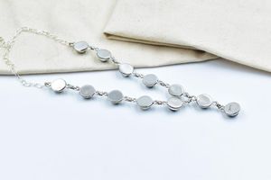 Collier Lariat en argent Sterling buffle blanc fait à la main pour femmes 18 pouces chaîne réglable plaqué or lunette bijoux de réglage - Product Image 4