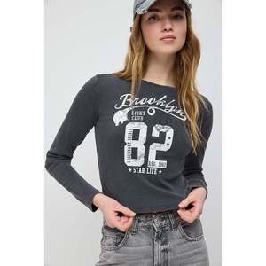 Camiseta Casual de Manga Larga con Estampado Lavado Ácido, 100% Algodón - Product Image 1