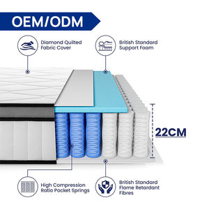 OEM/ODM 12 pulgadas cómodo colchón infundido espuma viscoelástica 9 zonas colchón de muelles de bolsillo colchón de látex natural - Product Image 2