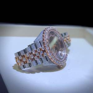 Pass Diamond Tester Marca de moda personalizada D Color VVS Iced Out Reloj de acero inoxidable Moissanite Diamond Último unisex - Product Image 1