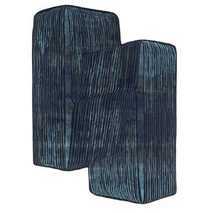 Alfombra Rectangular de Lana y Viscosa con Rayas Clásicas Azul Lucido, Hecha a Mano, 4m, para Pasillo, Sala de Estar, para Adolescentes, Modelo Top-258 - Product Image 1