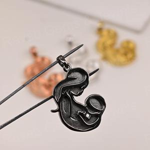 Joyería Artesanal de Plata de Ley 925 Chapada en Oro de 14k con Bisel en Blanco para Guardar Cenizas de Madre e Hijo, Ideal para Regalo de Maternidad - Product Image 2