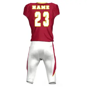 Uniforme de fútbol americano totalmente personalizado, camisetas de fútbol de tela de poliéster, conjuntos de pantalones, longitud de manga corta - Product Image 6