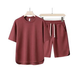 ชุดลำลองผู้ชายขายดี สีพื้น แขนสั้น ระบายอากาศดี ทรงหลวม คอกลม สำหรับฤดูร้อน - Product Image 5