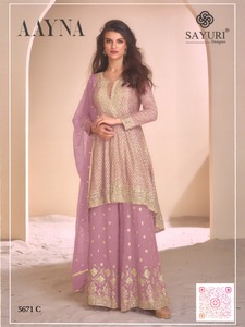 Traje de diseñador Aayna Salwar Kameez Palazzo con trabajo bordado Ropa étnica elegante para bodas Fiestas y eventos festivos - Product Image 3