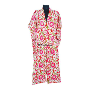 Nuevo Kimono Elegante de Alta Calidad con Estampado Digital 100% Algodón, Cuello en V, Largo Completo, con Diseño Floral para Mujer - Product Image 1