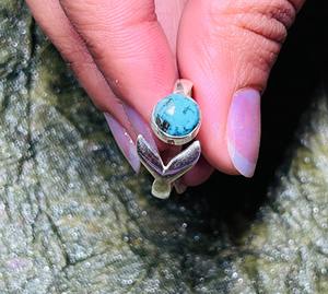 Hecho a mano 925 plata esterlina sólida Unisex anillo fino cobre Natural turquesa diamante Casual boda compromiso regalo para mujeres - Product Image 4