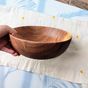 Bol en ACACIA naturel 100%, bol de service pour fruits, salade, accessoires décoratifs DESIGN VINTAGE artisanat vietnamien - Product Image 5