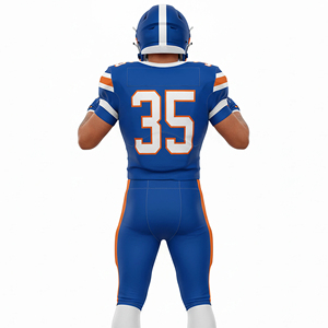 Uniforme de Fútbol Americano Sublimado Personalizado, Jersey Azul y Naranja con el Número 35 para Hombre, Manga Corta, Ajustado, Transpirable - Product Image 3