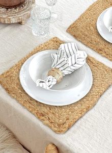 Mantel individual redondeado de escudero de yute para fiestas y otras funciones Diseño de alfombrilla y almohadilla decorativa para vajilla - Product Image 4