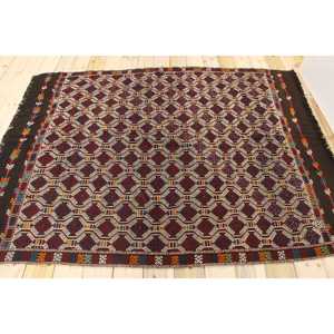 Tapis turc 5,3x7 pieds, tapis persan rouge et bleu en laine - Product Image 2
