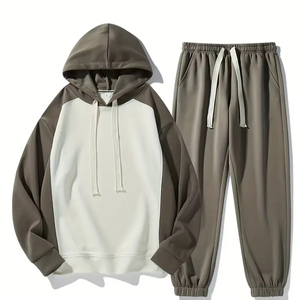 ชุดวอร์มผ้าฝ้าย100% ย้อนกลับได้คุณภาพสูงของผู้ชายกันลมเป็นมิตรกับสิ่งแวดล้อมลายสีทึบ340แกรมสีเทาสำหรับฤดูหนาว - Product Image 1