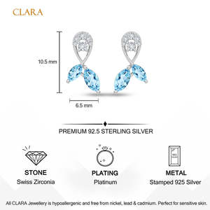 NOVAMART Fine Premium 925 Sterling Silver Drop <b>Earrings</b> for Women & Girls Gold Plated with Diamond Pearl <b>Opal</b> Flower Water Shape - Product Image 5