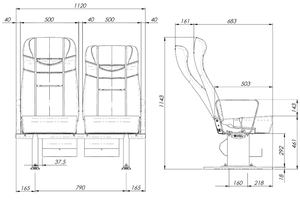 Nuevos Asientos Plegables de Lujo para Pasajeros con Reposapiés, Giratorios, para Parejas, para Van o Autobús, GRL GS 502, Venta al Por Mayor - Product Image 3