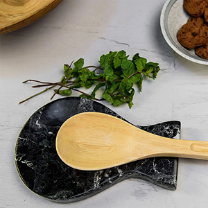 Soporte de cuchara con diseño de hojas con combinación de mármol y madera, herramientas y utensilios de cocina y mesa, utensilios de cocina inteligentes - Product Image 2
