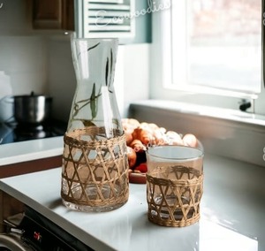 Soporte de vidrio de mimbre marrón Natural ecológico, soporte de tazas de ratán Natural, soporte de taza de algas marinas hecho a mano para suministros de artesanía casera - Product Image 3