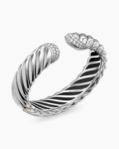 925 Sterling Silver Cable Cuff <b>Bracelet</b> for Women Fashion Diamond Jewelry with Stainless Steel Gift - Product Image 3