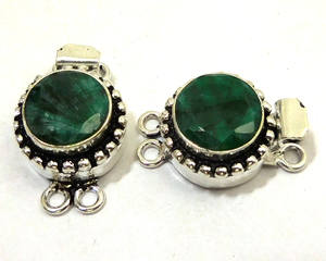 Prem Bhaya Plata antigua 18K Chapado en oro Caja Broche B617 24x19x10mm Esmeralda Joyas de piedras preciosas Hallazgos 1/3 Strand - Product Image 3