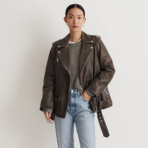 Veste en cuir imprimée personnalisable de haute qualité pour femmes imperméable respirant coupe-vent manteau de moto écologique - Product Image 1