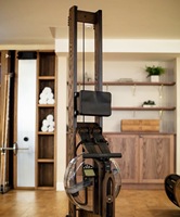 Rameur de fitness pliable en bois massif BN Hyrox pour entraînement de compétition, cardio complet, résistance à l'eau, moniteur LCD