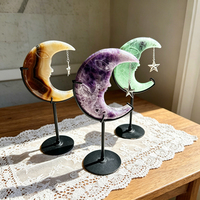 Lune en cristal naturel poli de forme libre avec support, idéale pour la décoration intérieure et les cadeaux de mariage – Vente en gros