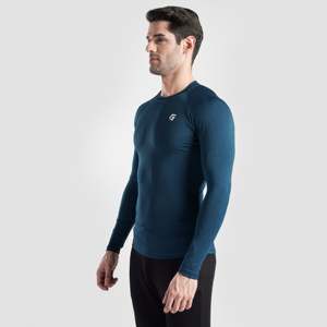 GA Compression Slim Fit <b>Long</b> <b>Sleeves</b> 2.0 (Teal) Breathable Knitted Fabric with Sporty Casual Style Water Printing Logos - Product Image 3