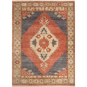 Tapis en laine noué à la main Erbe Blue AKWL-1438 9x12, motif médaillon rectangulaire pour la décoration de la maison et du salon - Product Image 1
