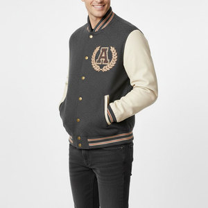 Chaqueta Letterman con Mangas de Cuero Fresh Drop, Estilo Urbano con Mangas Suaves y Chaqueta de Invierno con Mezcla de Lana - Product Image 4