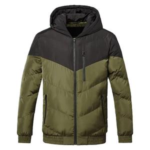 Chaqueta acolchada de hombre con patrón de diseño personalizado para invierno y otoño, cuello levantado, cremallera, lona lisa, servicio OEM, pedido personalizado de baja tasa - Product Image 1