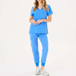 Ensemble de gommage en toile 100% coton pour femmes Uniforme de gommage d'infirmière pour professionnels de la santé Utilisation hospitalière - Product Image 1
