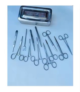 Kits de instrumentos quirúrgicos de acero inoxidable aprobados por ISO, 14 Uds., fuente de alimentación Manual, base pequeña de caja de instrumentos de cirugía menor - Product Image 1