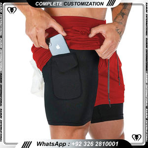 Style chaud séchage rapide poche zippée 2 en 1 entraînement hommes Shorts d'entraînement couche de Compression Shorts - Product Image 6