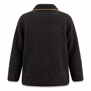 Veste en polaire marron pour homme avec motifs brodés, col rabattable, coupe-vent, vêtements d'extérieur décontractés pour l'hiver - Product Image 4