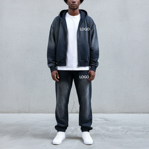 Survêtements coupe-vent délavés à l'acide imprimés sur mesure, 100 % coton, style streetwear vintage, avec cordon de serrage et couleur personnalisée – Grande Vente - Product Image 5