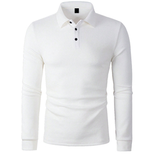 2025 Polos personalizados de manga larga con logotipo impreso, camiseta Polo 100% de algodón en blanco, Polo de manga larga para hombre, camisetas para hombre - Product Image 1