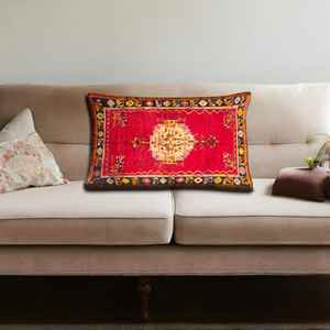 Coussin imprimé Kilim vibrant, décoration turque faite à la main, accent moderne coloré, 8"x8" - 20x20 cm - Product Image 4