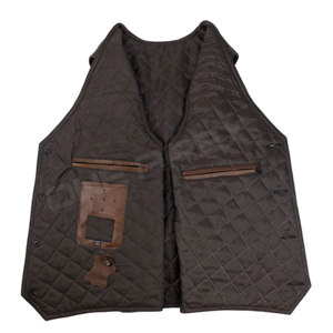 Dernière mode, gilet en peau de vache robuste de qualité supérieure, gilet en cuir véritable sans manches pour hommes, veste en tissu tricoté - Product Image 5