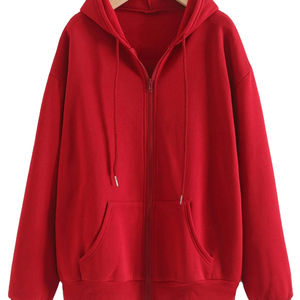 Sweat-shirt à capuche uni doublé avec fermeture éclair et cordon de serrage OEM personnalisé de haute qualité grande taille - Product Image 1