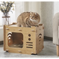 Huisdierenhuis Indoor Voor Kleine Honden Of Katten, Gezellig Houten Ontwerp, Klein Binnenbedhuis, Met Ventilatieopeningen En Verhoogde Vloer Warm