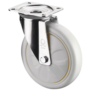 BS Casters for Furniture White <b>Plastic</b> Swivel Caster 100mm <b>Wheel</b> Diameter 300kg Load Capacity Base Plate Size L138 X W110 mm - Product Image 3